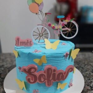 Topo de Bolo Bicicleta com Flores Luxo