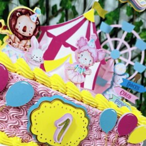 Topo de Bolo Circo Rosa Luxo